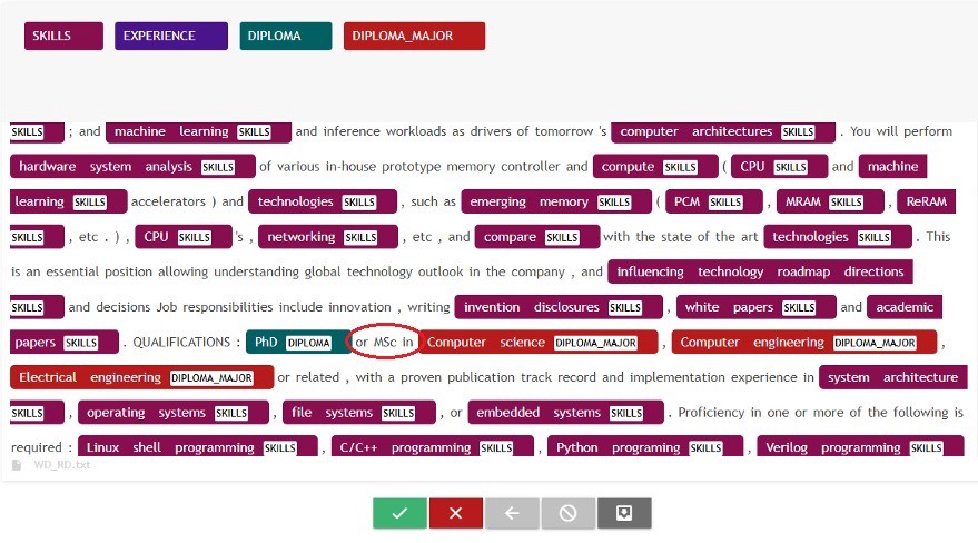 Kudra AI interface demonstrating resume parsing, highlighting extracted entities like 'Skills', 'Experience', 'Diploma', and 'Diploma_Major' from a job document.