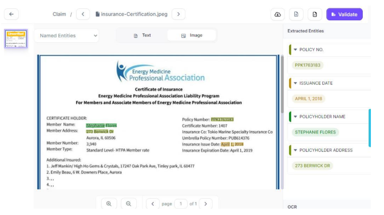 kudra - insurance certification extraction