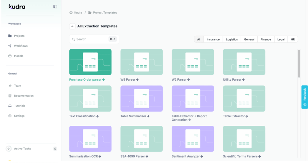 pre built data extraction templates
