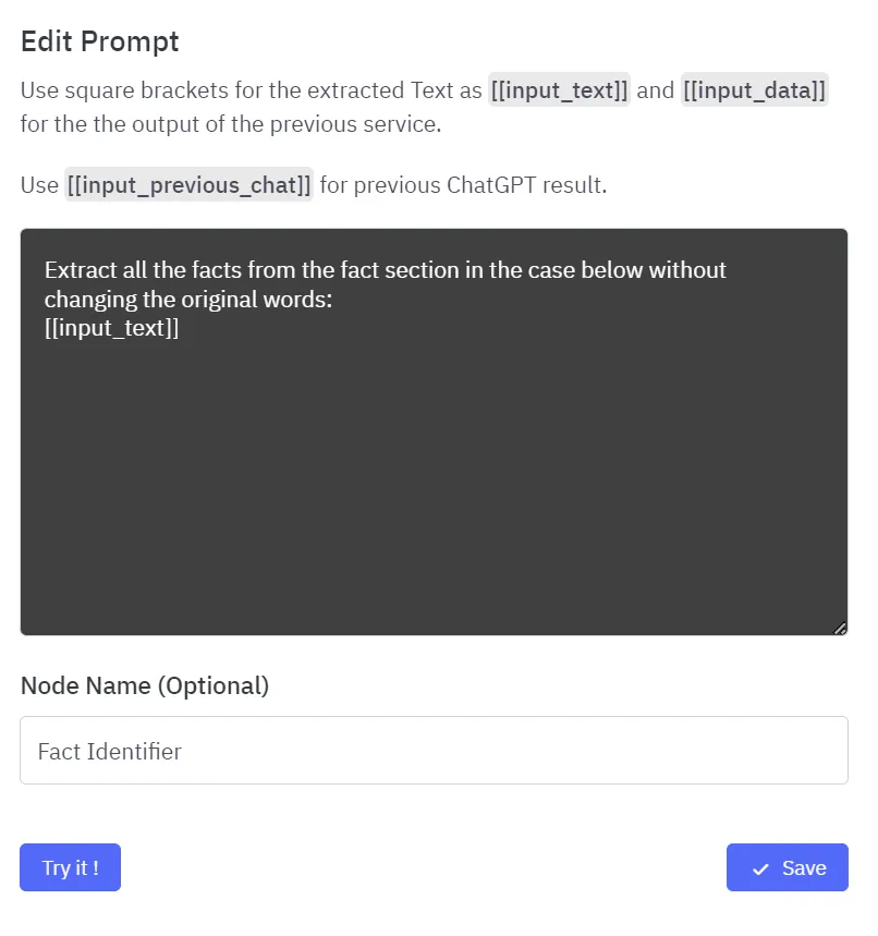 Fact identifier prompt interface. Image by Author.