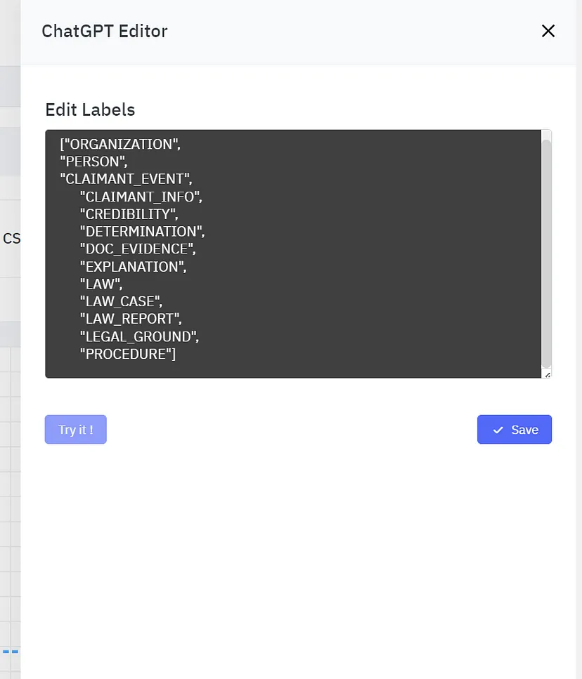 Zero shot NER prompt interface.
