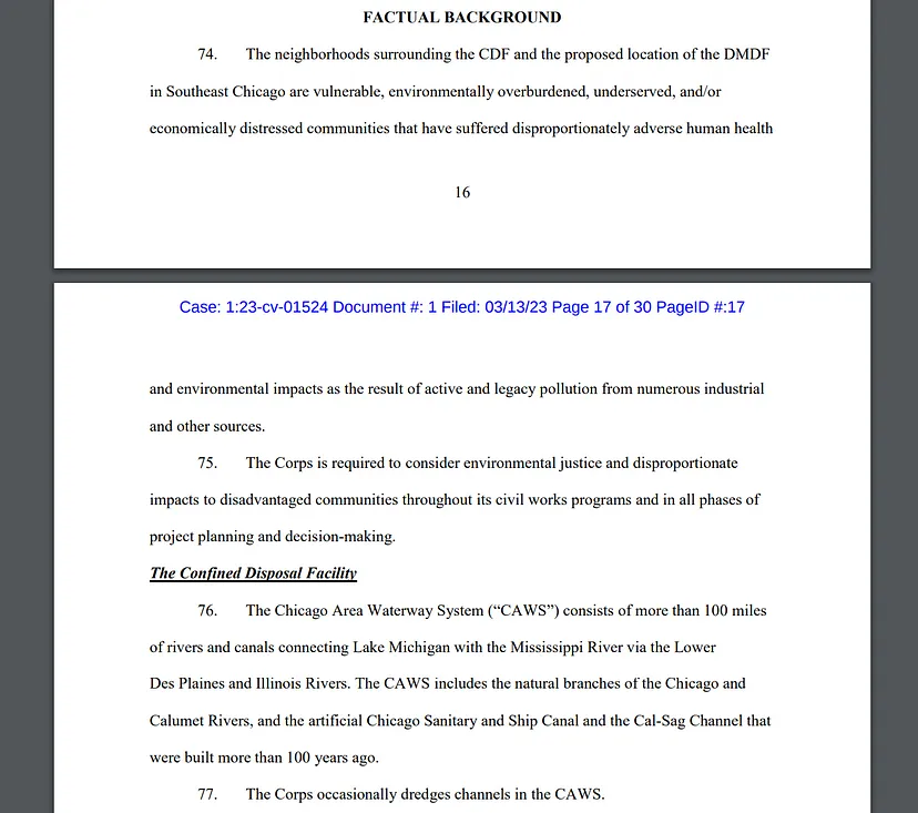 Fact section in a litigation case.