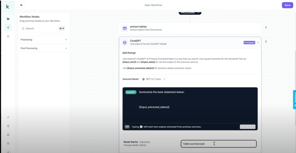 GPT node for Automation of Bank Statement Extraction