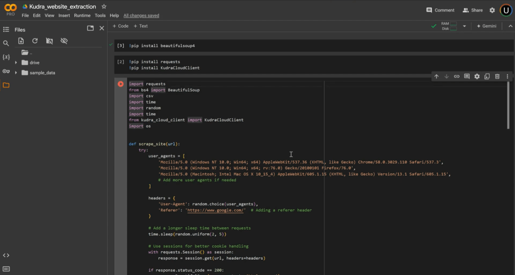 website scraping - scraping function