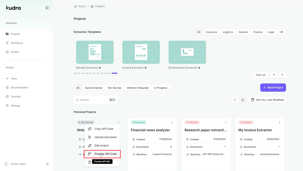 website scraping - Generating and Copying the API Code